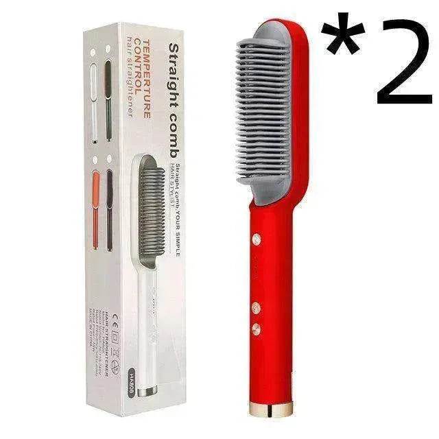 2-In-1 Hair Straightener Hot Comb - Dual-Use Rotating Electric Brush - www.Shopthatapp.com