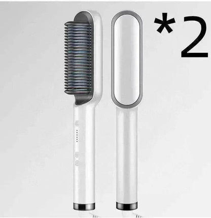 2-In-1 Hair Straightener Hot Comb - Dual-Use Rotating Electric Brush - www.Shopthatapp.com
