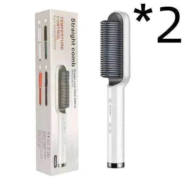 2-In-1 Hair Straightener Hot Comb - Dual-Use Rotating Electric Brush - www.Shopthatapp.com