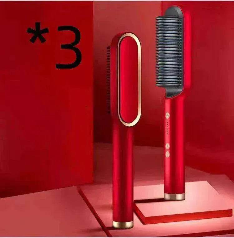 2-In-1 Hair Straightener Hot Comb - Dual-Use Rotating Electric Brush - www.Shopthatapp.com