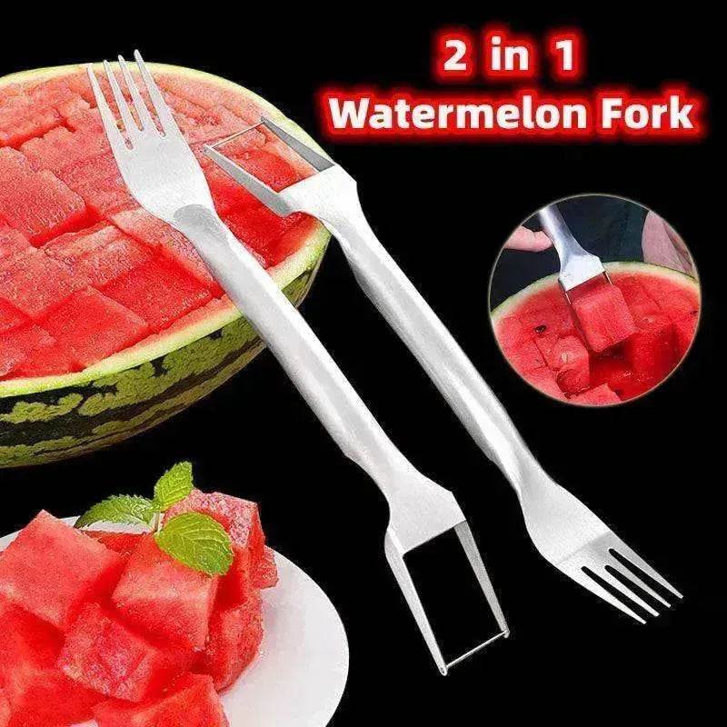 2 In 1  Slicer Multi purpose Stainless Steel Watermelon Fork - www.Shopthatapp.com