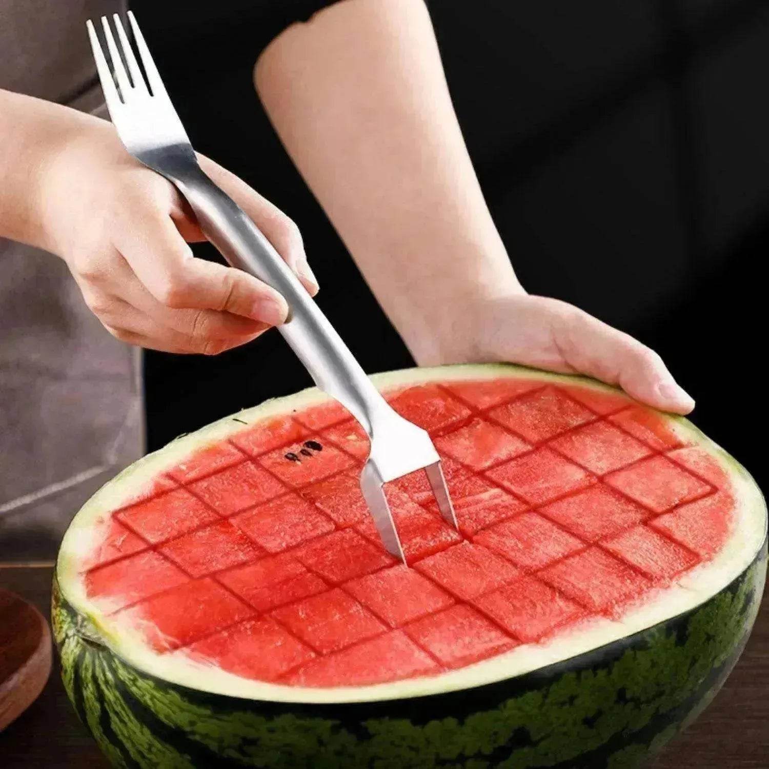 2 In 1  Slicer Multi purpose Stainless Steel Watermelon Fork - www.Shopthatapp.com