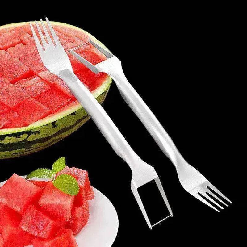 2 In 1  Slicer Multi purpose Stainless Steel Watermelon Fork - www.Shopthatapp.com #