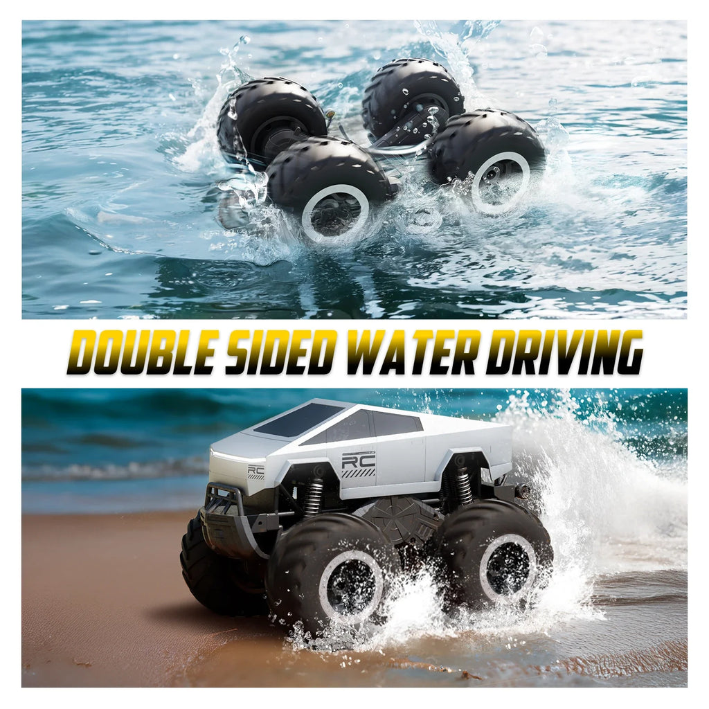 4WD Cybertruck-Inspired RC Truck | Amphibious, 360° Spins, Waterproof - www.Shopthatapp.com