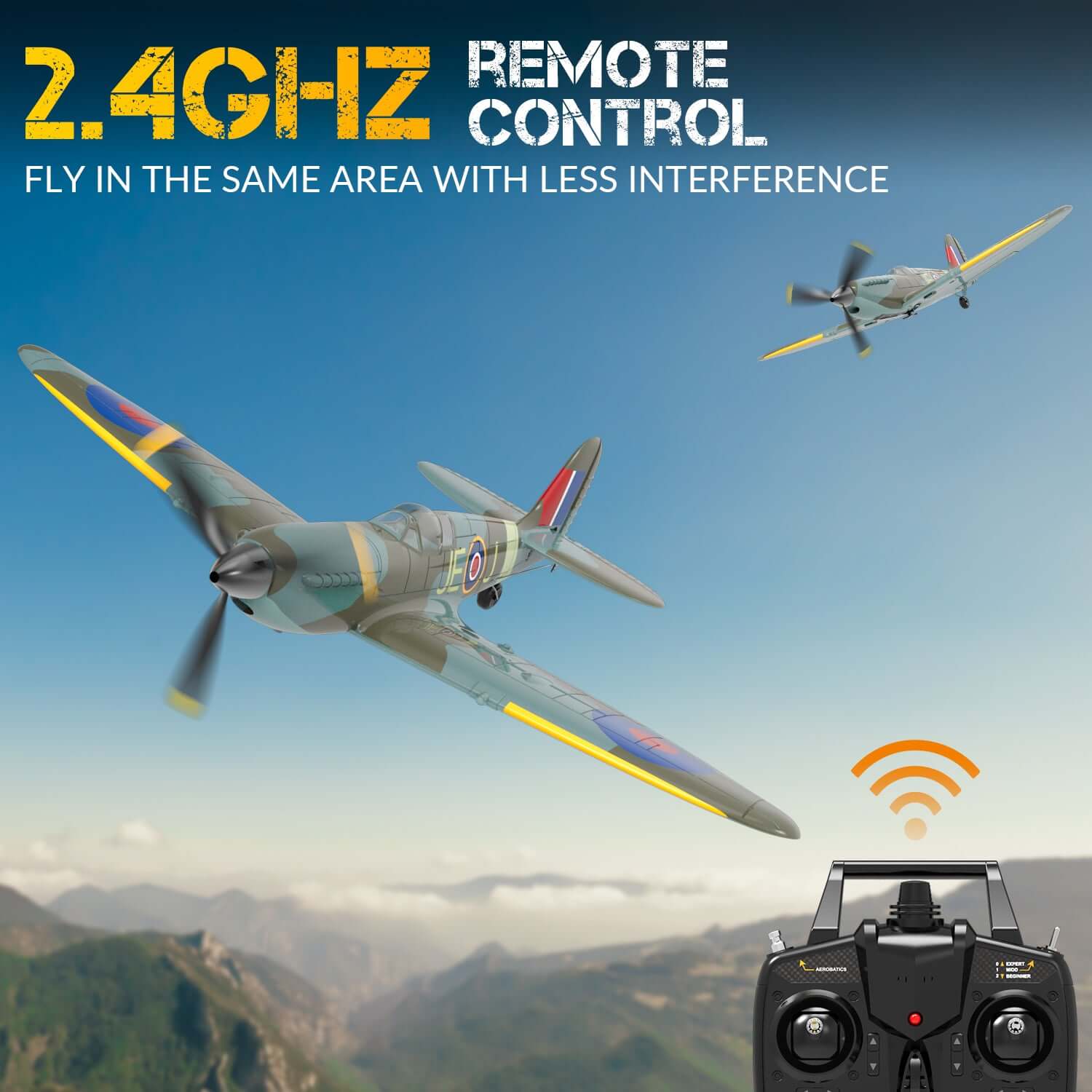 Blue Spitfire RC Airplane for Kids with 4-CH Xpilot Gyro Stabilizer - www.Shopthatapp.com