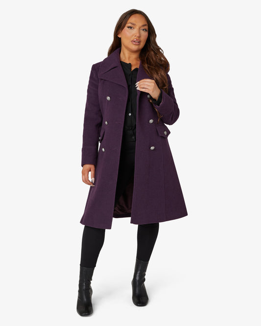 Manteau mi-long croisé en laine mélangée 