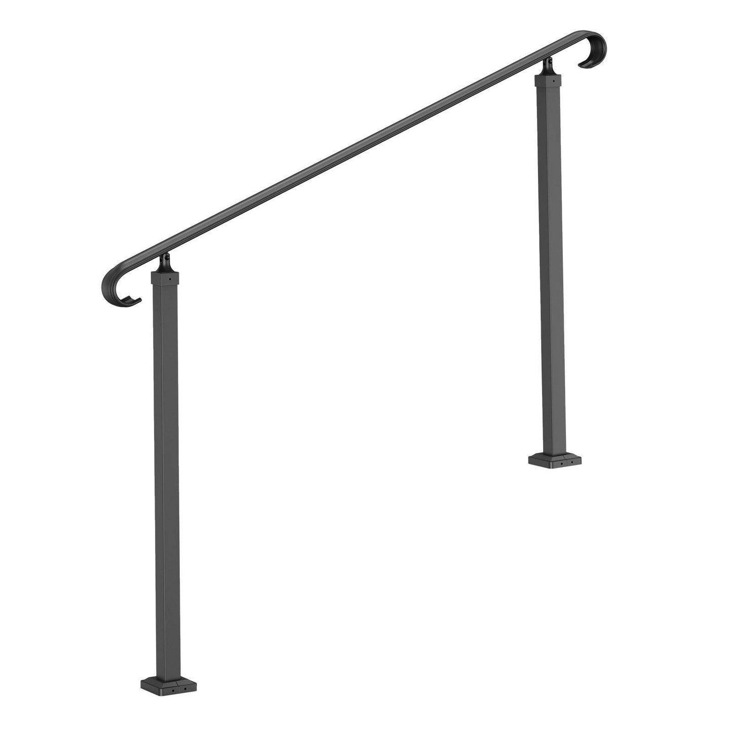 Handrails For Outdoor Steps, Fit 3-5 Steps Outdoor Stair Railing, Wrought Iron Handrail, Flexible Front Porch Hand Rail, Black Transitional Hand Railings For Concrete Steps Or Wooden Stairs - www.Shopthatapp.com