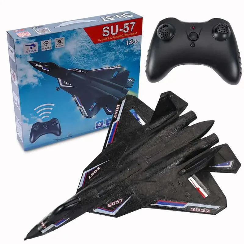 SU57 RC Plane: 2.4G Light-Up Foam Aircraft for Kids - Hand Thrown, Fixed Wing Toy - www.Shopthatapp.com