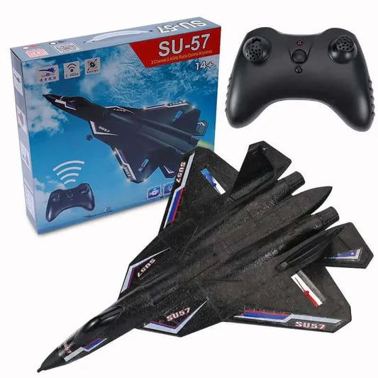 SU57 RC Plane: 2.4G Light-Up Foam Aircraft for Kids - Hand Thrown, Fixed Wing Toy - www.Shopthatapp.com