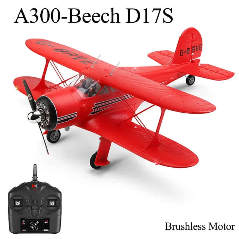 2024 WLtoys A300-Beech D17S EPP 4CH RC Biplane: LED, 3D/6G Gyro, Brushless - www.Shopthatapp.com #