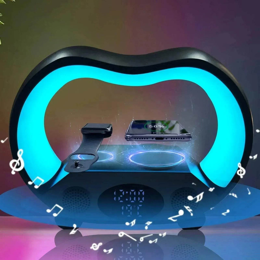 LED Table Lamp Multi-function Wireless Charger Night Light Bluetooth Speaker - www.Shopthatapp.com