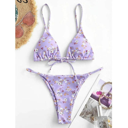 2025 Summer Vibe Flowers Print  Charming Bikini for Beach Swimming Fashion Push Up Swimsuit Womens Clothing - www.Shopthatapp.com