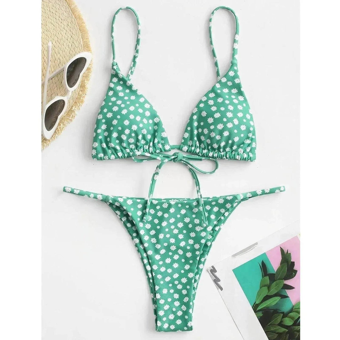 2025 Summer Vibe Flowers Print  Charming Bikini for Beach Swimming Fashion Push Up Swimsuit Womens Clothing - www.Shopthatapp.com