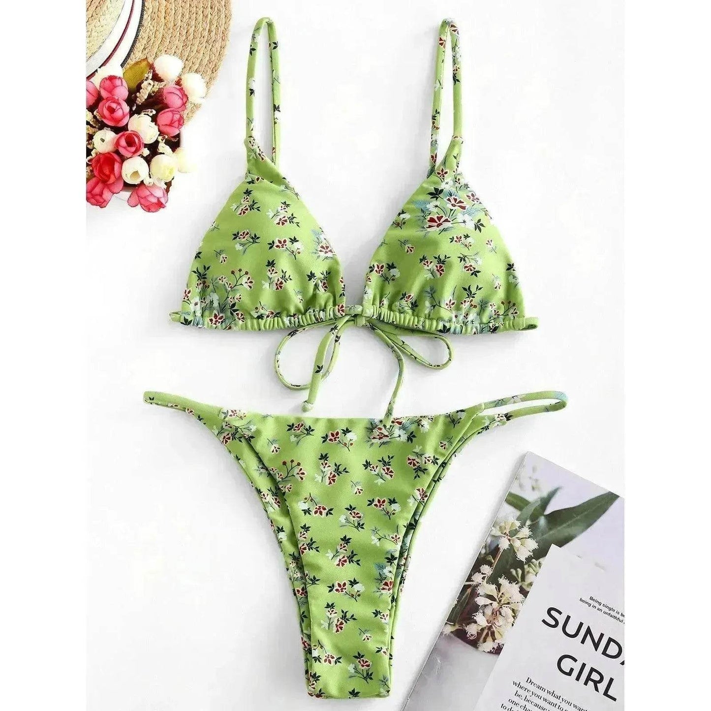 2025 Summer Vibe Flowers Print  Charming Bikini for Beach Swimming Fashion Push Up Swimsuit Womens Clothing - www.Shopthatapp.com