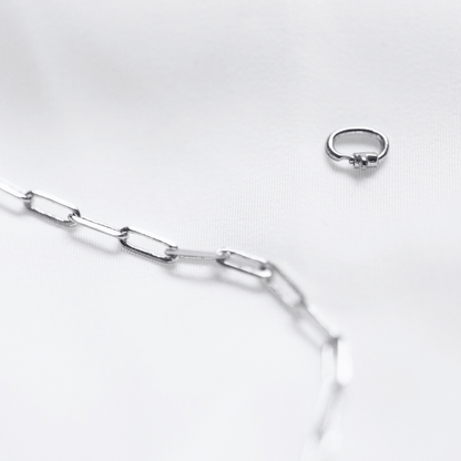 Silver paperclip chain love links permanent bracelet kit