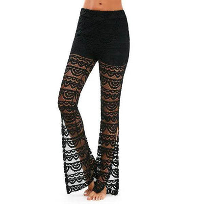 Summer Women Elegant Patchwork Sheer Pants Sexy Lace Trouser Pantalon Party Clubwear - www.Shopthatapp.com