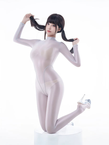 Spandex Nylon See Through Sheer Full Bodysuit Zentai Shinny Cosplay Suit - www.Shopthatapp.com