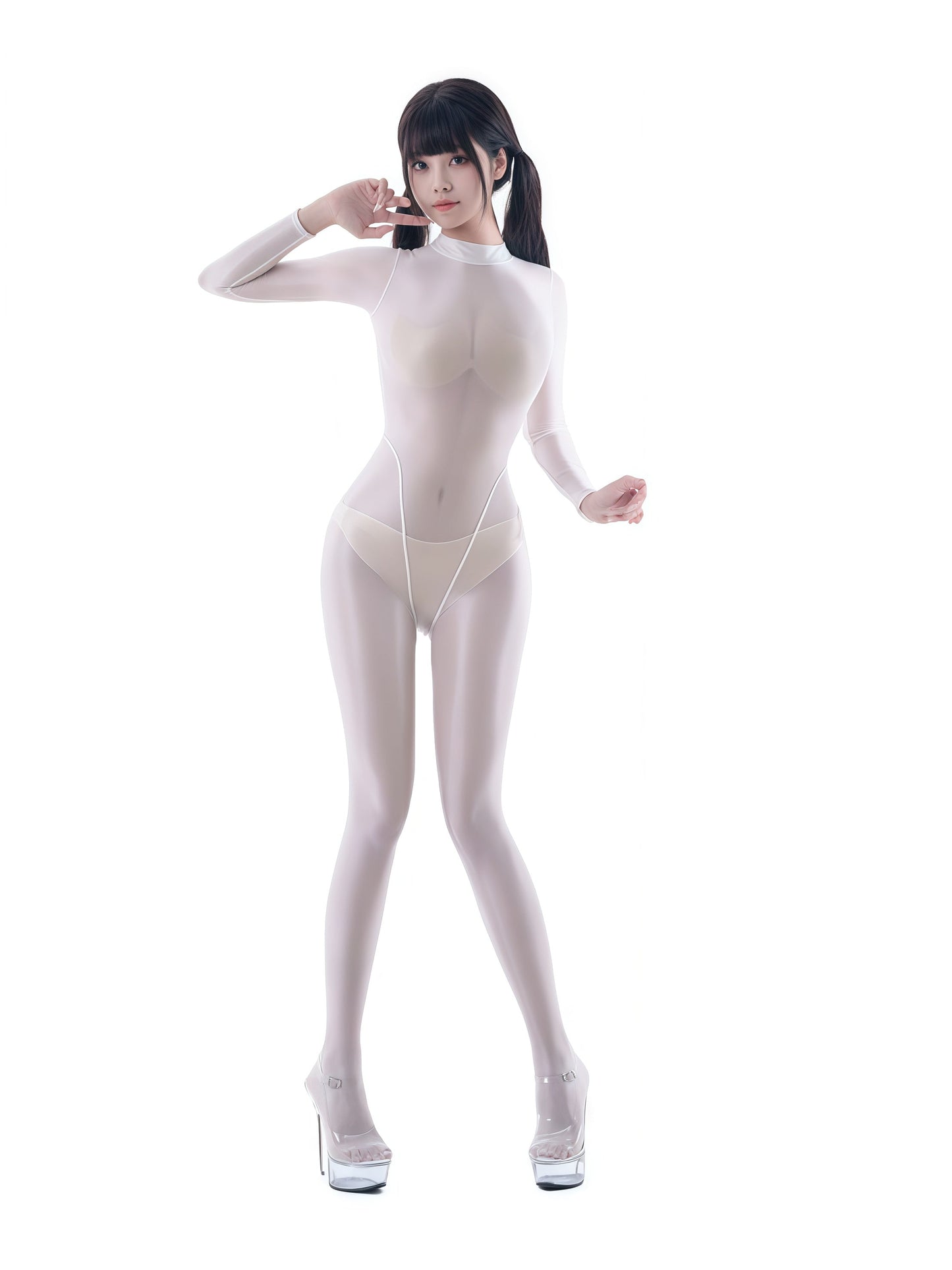 Spandex Nylon See Through Sheer Full Bodysuit Zentai Shinny Cosplay Suit - www.Shopthatapp.com