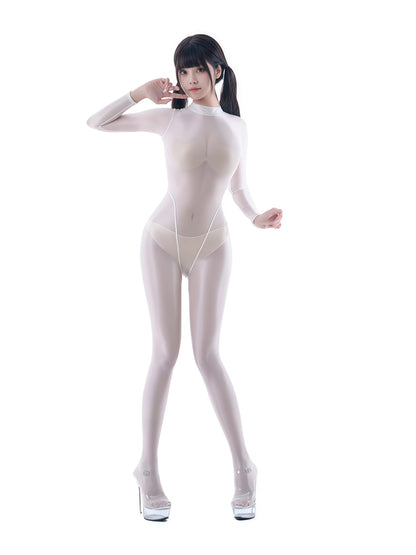 Spandex Nylon See Through Sheer Full Bodysuit Zentai Shinny Cosplay Suit - www.Shopthatapp.com