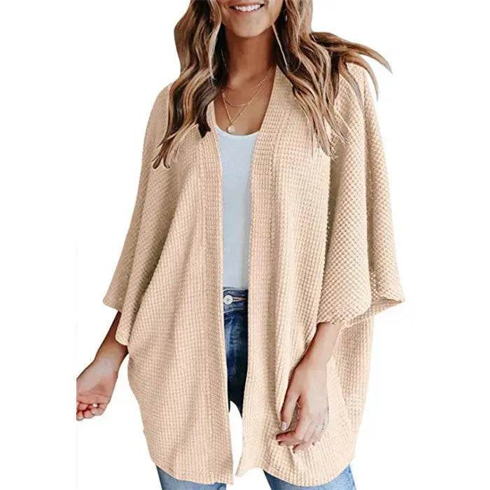 Short Sleeve Waffle Gerson Winter Fleece Women's Cardigan - www.Shopthatapp.com
