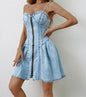 Chic Personality Street Splicing Sling Denim Mini Dress - www.Shopthatapp.com