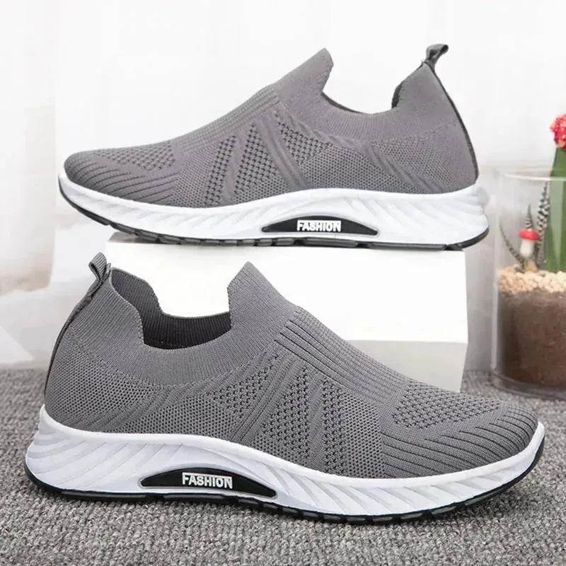 Casual Slip-on Mesh Sports Shoes Flying Woven Soft Breathable  Running Walking Flat Shoes Men - www.Shopthatapp.com