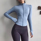 Slim fit Long sleeve Zipper Workout Top Sports Running Gym top for women - www.Shopthatapp.com