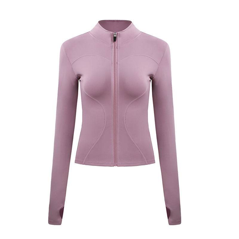 Slim fit Long sleeve Zipper Workout Top Sports Running Gym top for women - www.Shopthatapp.com