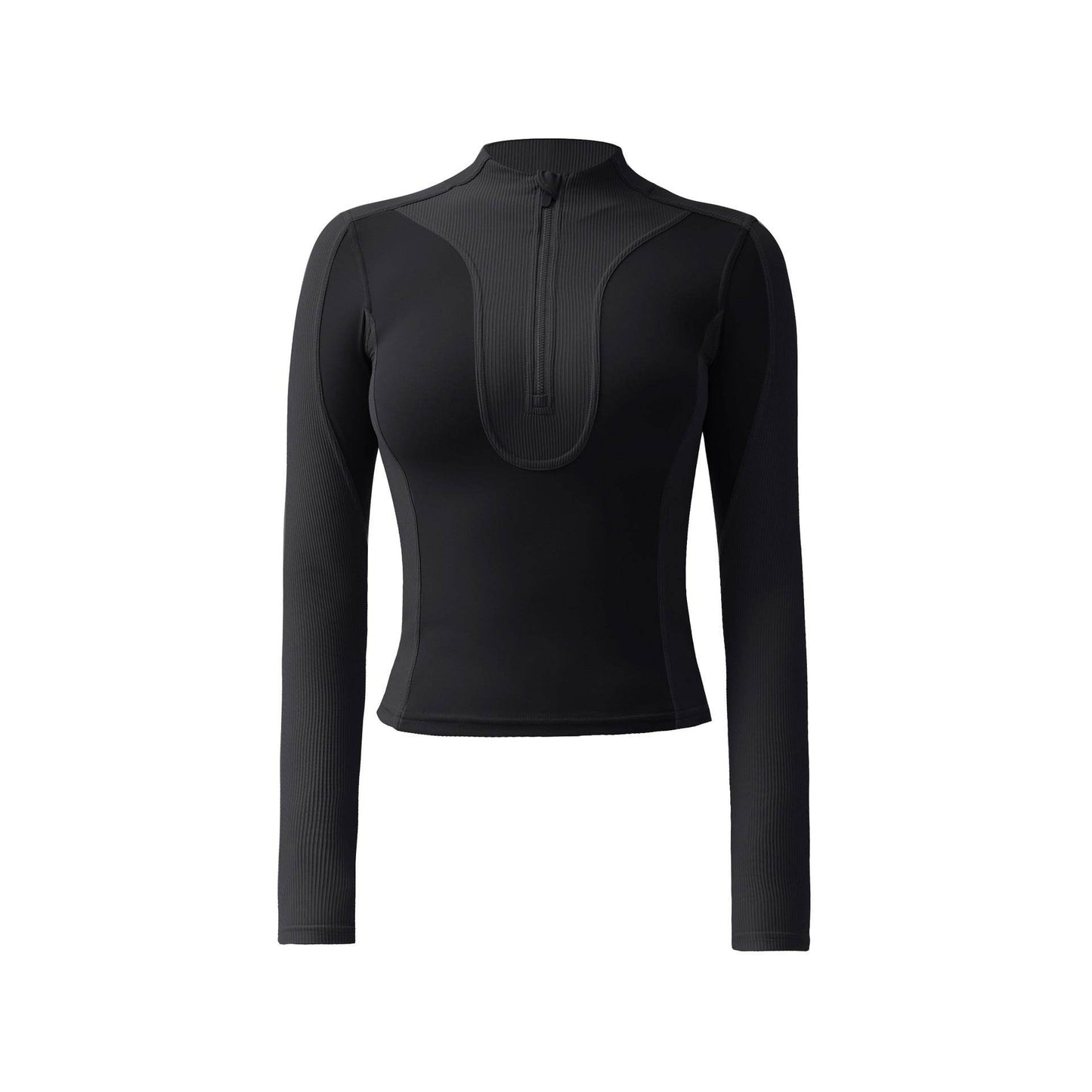 Long sleeve gym top for women Slim fit Half Zip Fitness Workout Top - www.Shopthatapp.com