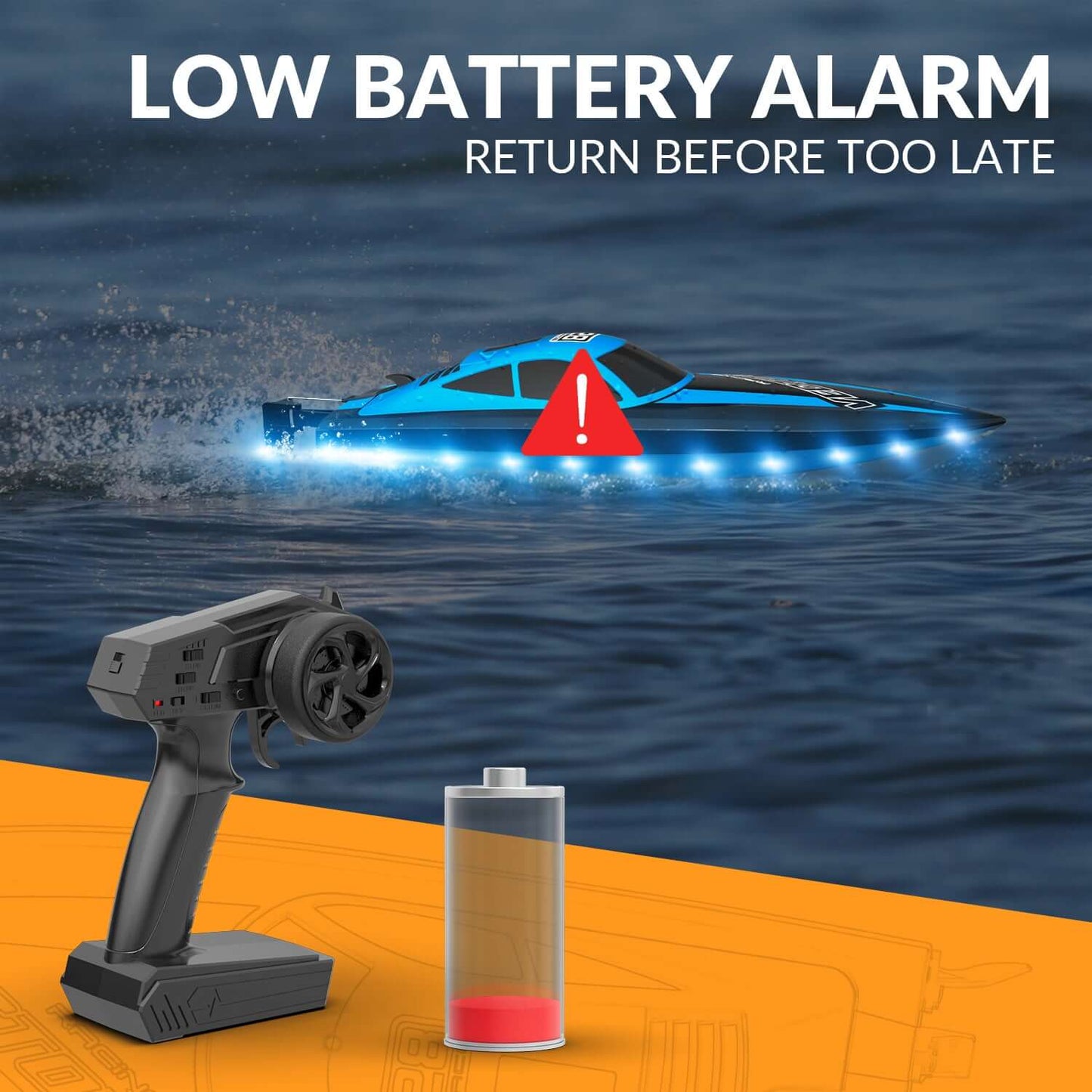 20mph RC Boat with LED Lights for Pools and Lakes - Fast and Fun! - www.Shopthatapp.com #