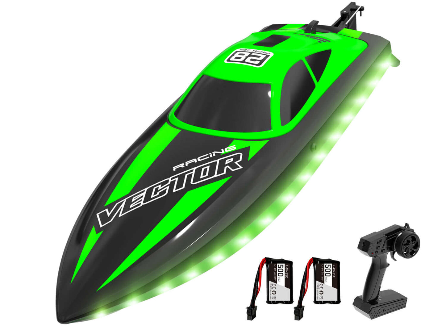 20mph RC Boat with LED Lights for Pools and Lakes - Fast and Fun! - www.Shopthatapp.com #
