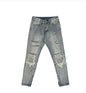 Destroyed ripped Denim jeans Pant men straight leg men - www.Shopthatapp.com