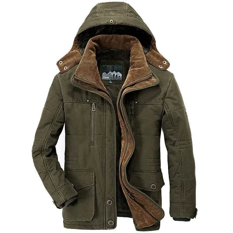 Thickened multi-pocket hooded men's cotton coat - www.Shopthatapp.com