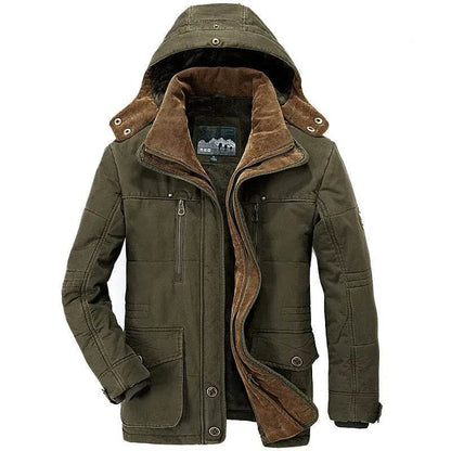 Thickened multi-pocket hooded men's cotton coat - www.Shopthatapp.com