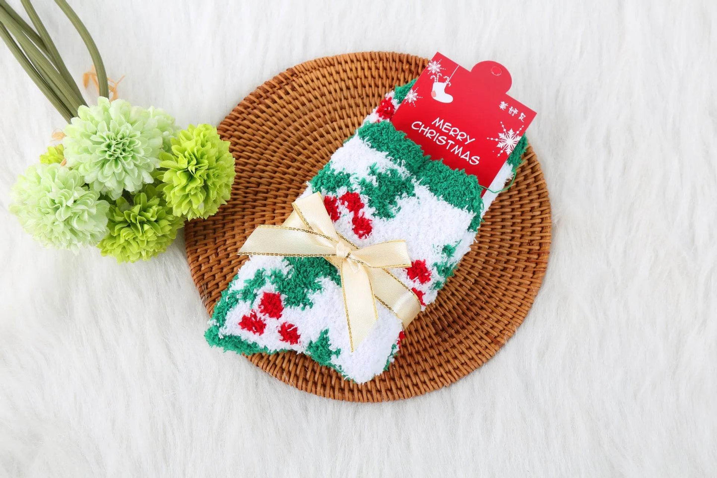 Winter Christmas Stockings Women's Thickened Bow Long Tube Fleece-lined - www.Shopthatapp.com