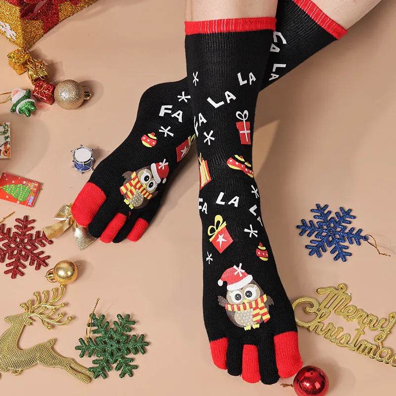 Cute Winter Christmas socks Five-finger  Elastic absorbent Split-toe - www.Shopthatapp.com