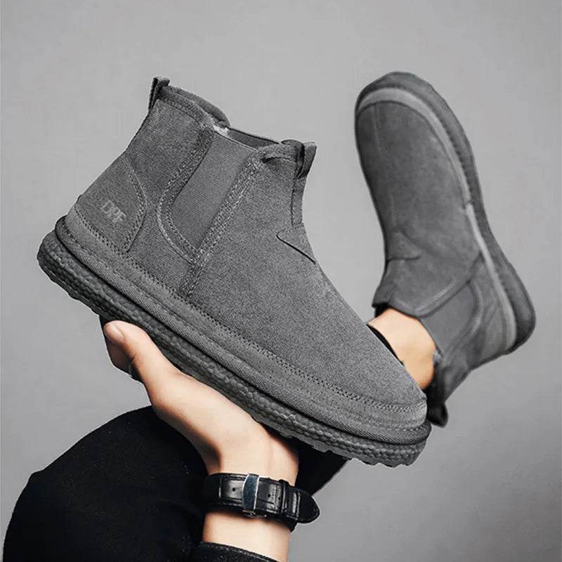Winter Fleece Snow Boots Round-toed Flat Shoes Casual Warm Sports Shoes Men Ankle Boot - www.Shopthatapp.com