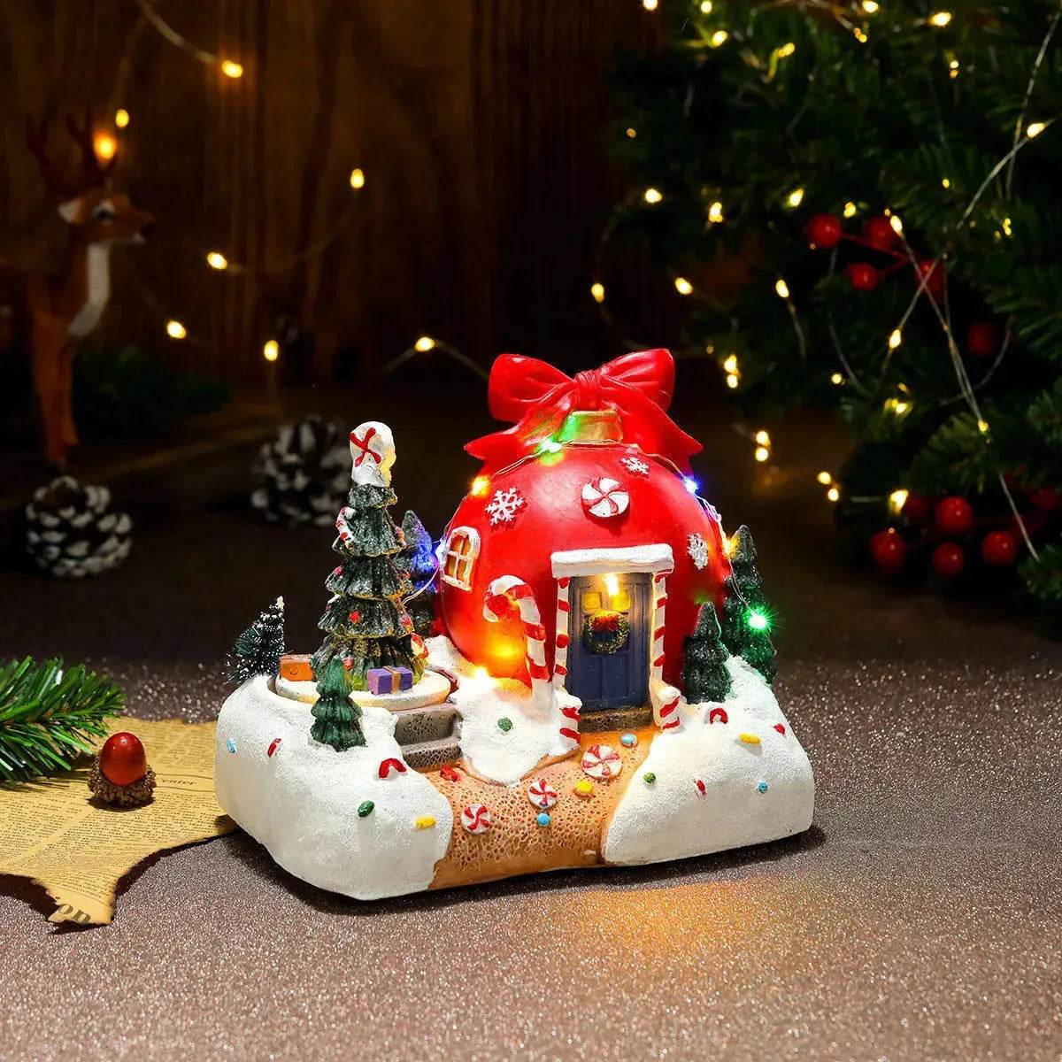 Christmas Rotating Resin Luminous Music Box Ornaments - www.Shopthatapp.com
