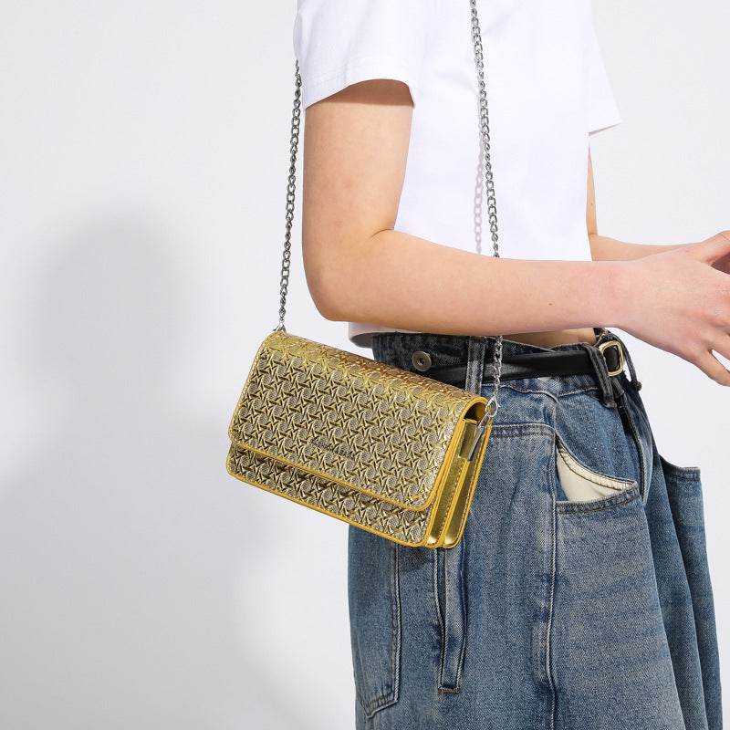 Luxury Women's Chain Embossed Square flap Shoulder Bag for women - www.Shopthatapp.com