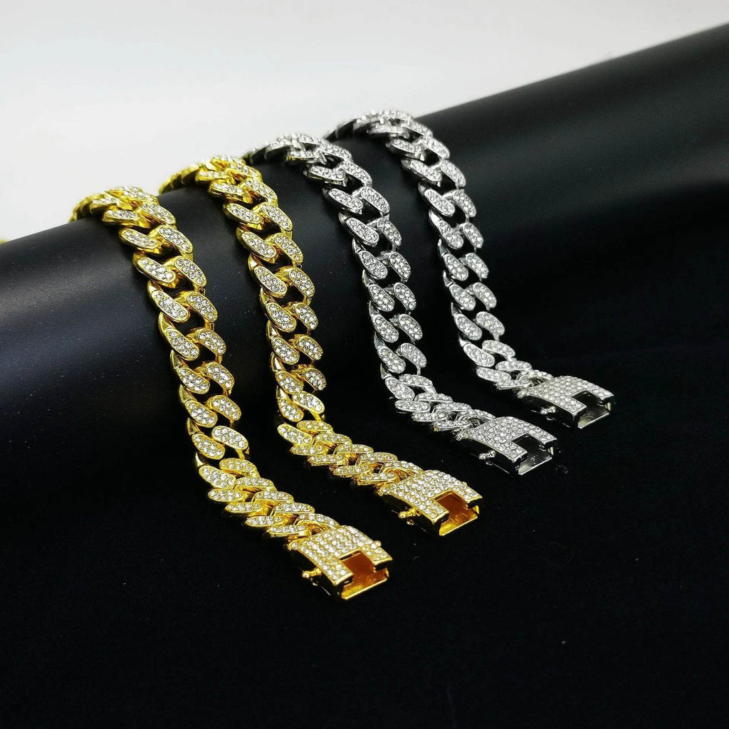 Flat Cuban Link Chain Diamond Bracelet - www.Shopthatapp.com