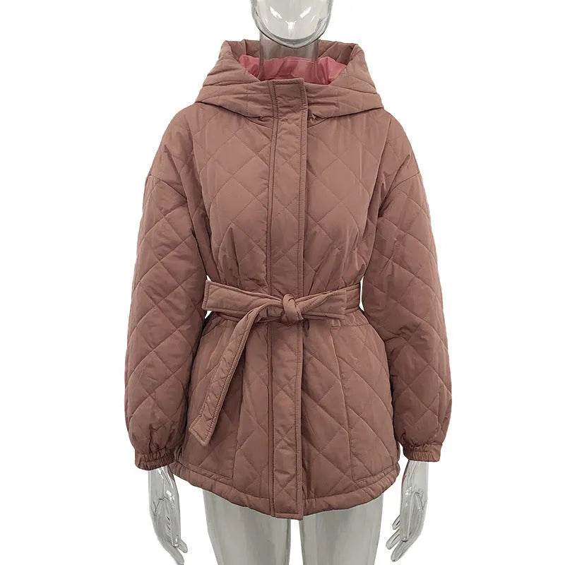 Thermal Jacket Plus Size Tie Down Cotton Winter Hoodie Coat - www.Shopthatapp.com
