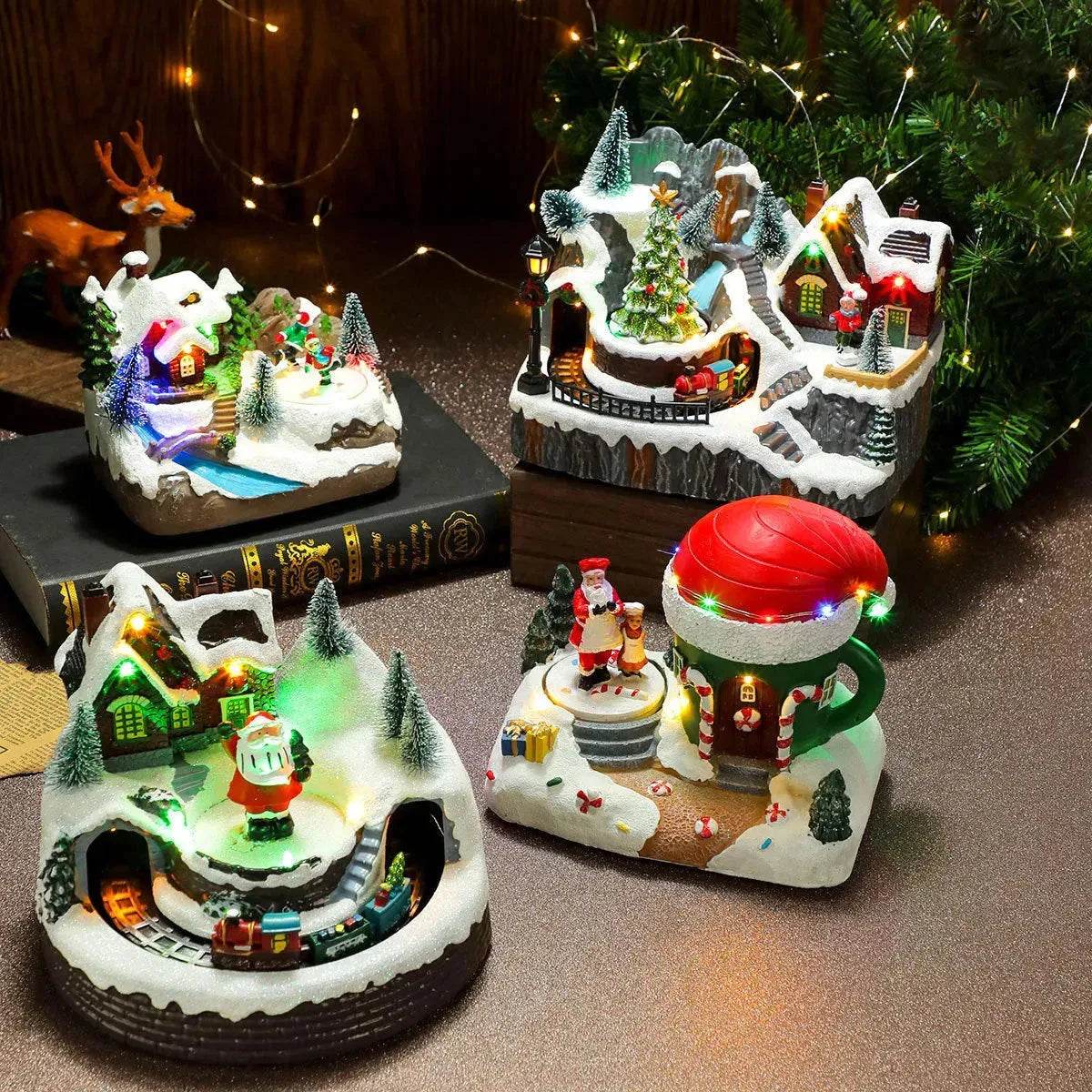 Christmas Rotating Resin Luminous Music Box Ornaments - www.Shopthatapp.com