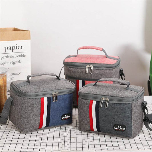 Striped Insulated Lunch Bag – Stylish Portable Tote for Work - www.Shopthatapp.com