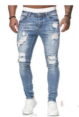 Slim fit Ripped Straight leg denim Jean Pant trousers for men - www.Shopthatapp.com