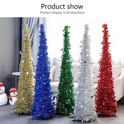 Artificial Tinsel Up Christmas Tree With Stand Gorgeous Collapsible Artificial Christmas Tree For Christmas Decorations - www.Shopthatapp.com