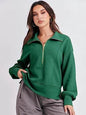Women's Half Zipper Pullover Long Sleeve Sweatshirt - www.Shopthatapp.com
