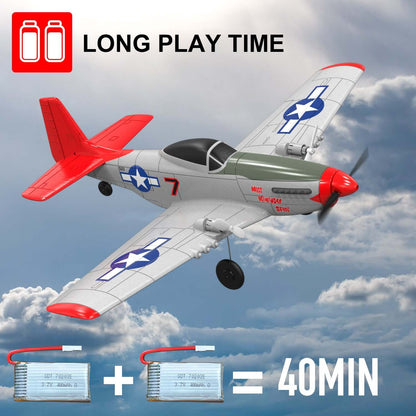 Mustang P51D 2CH Beginner RC Airplane with Gyro Stabilizer for Kids - www.Shopthatapp.com