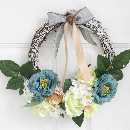 Christmas Wreaths On The Door Artificial Flowers Garland Window Door Hanging Decorative Supplies For Christmas Party New Year - www.Shopthatapp.com