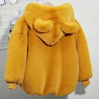 Autumn Winter Thickening Children's Cartoon Fur Hoodie Jacket - www.Shopthatapp.com