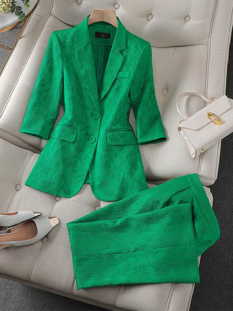 Half Sleeve Blazer And Pant Suit Ladies Women Female Jacket pant suit for women - www.Shopthatapp.com